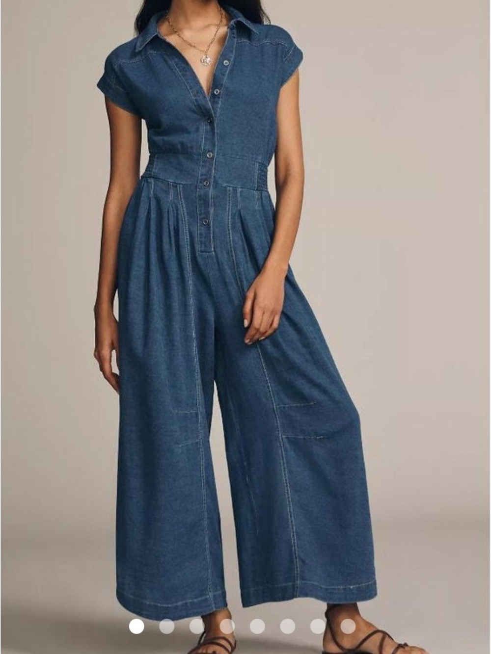 Anthropologie Pilcro Denim Wide Leg Jumpsuit Romper L - Blue